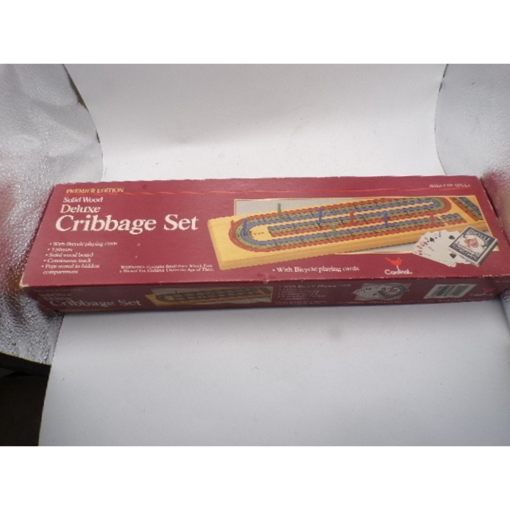 Cardinal Premier Edition Solid Wood Deluxe Cribbage Set with Bicycle Cards 3-Tr